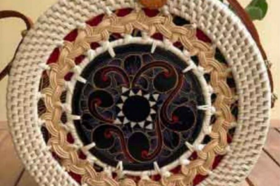 Rattan Bags White with Light Brown Mix Design